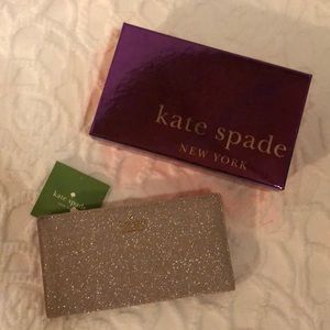 Kate Spade silver sparkle wallet NWT